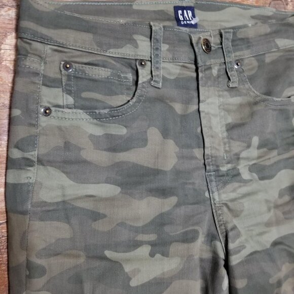 GAP Jean Camo Army Green Denim 27 Skinny Casual Stretch Modern - Picture 6 of 10